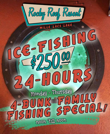 Fish House Rentals in the Best Locations on Mille Lacs Lake's Rocky Reef Resort