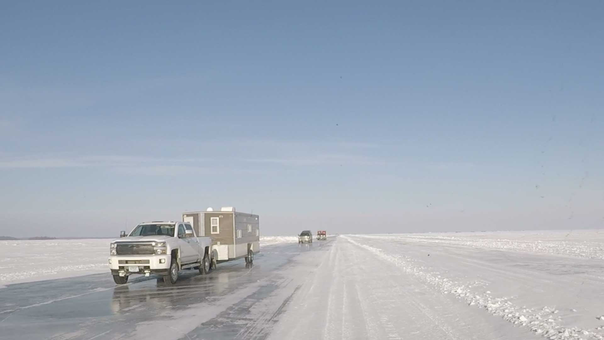 Ice Road Lake Access for Single Double Axle Ice Castle Lake Mille Lacs at Rocky Reef Resort