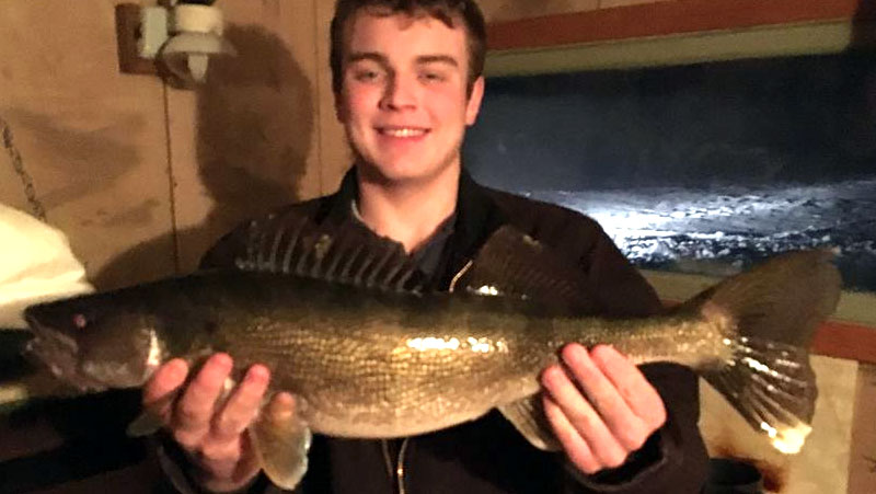 Huge Walleye Caught at Rocky Reef Resort Ice Fishing on Lake Mille Lacs